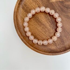 4/$15 Beige Nude Frosted Glass Beaded Stretch Bracelet